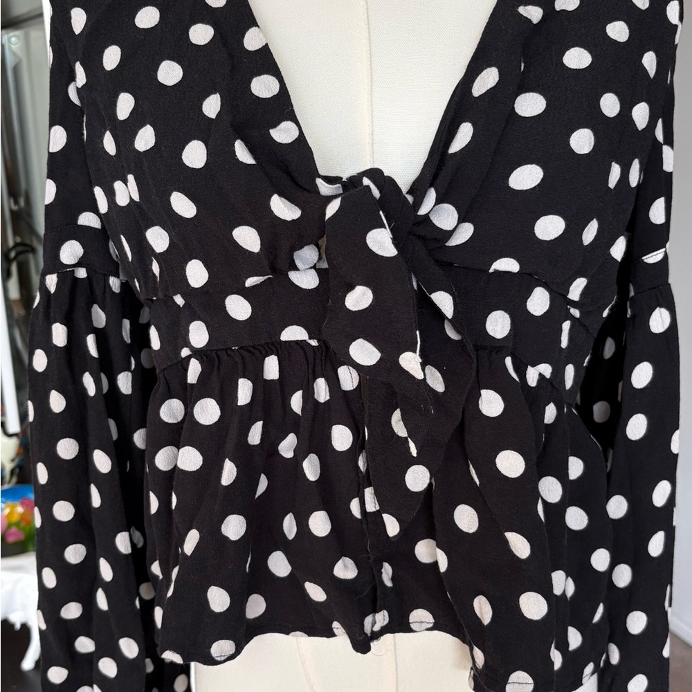 Vici Black and White Polka Dot Blouse